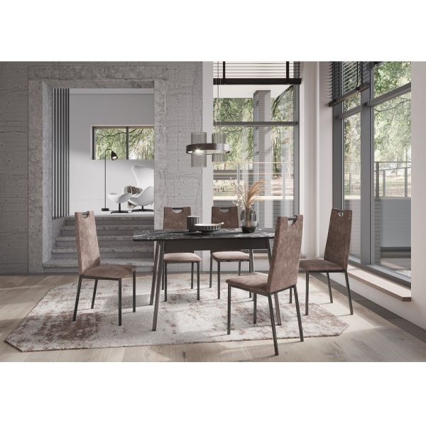 Комплект стульев Орлеан (4 шт), черный велюр бурый