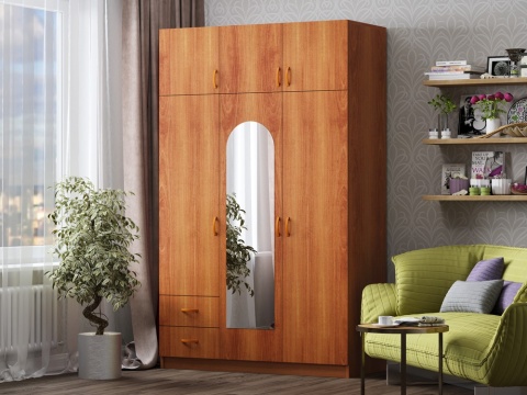 Шкаф 3-х Створчатый с 2-мя Ящиками (Ш-1300 х В-2200 х Г-500 мм)/Разные Цвета