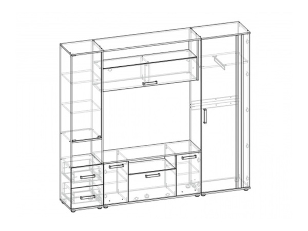 Гостиная Арктика-7 Венге/Дуб Молочный (Д-2200 х В-1950 х Г-393 мм)