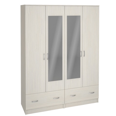 Шкаф Рига 4-х Створчатый с Зеркалом ШК-4 Разные Цвета/Ш-1600 х В-2120 х Г-520 мм