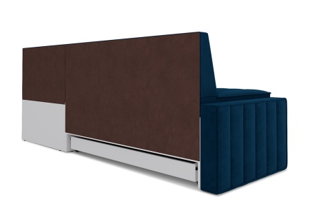 Кухонный угловой диван дельфин Вермут велюр темно-синий